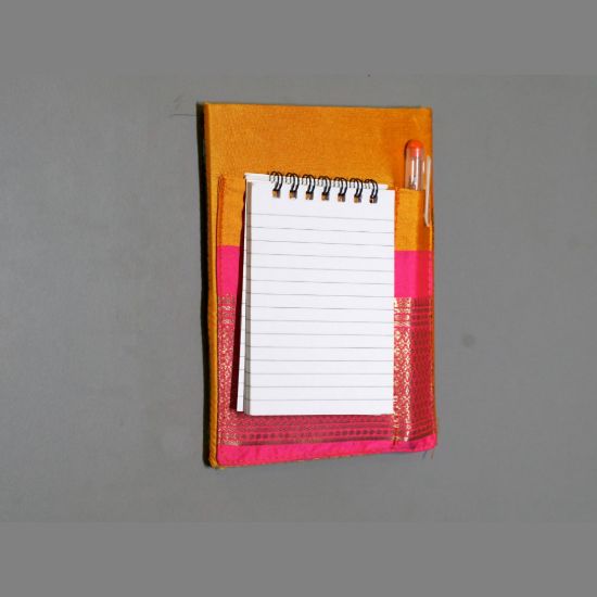 Picture of Paithani Fabric fridge magnet-Yellow-Pink